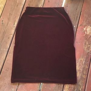 Vintage Exit Maroon Velvet Straight Pencil Mini Goth Skirt